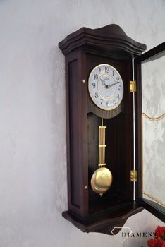 Zegar ścienny drewniany wenge Adler 20226W ✅ Zegar ścienny wykonany z drewna w ciemnej kolorystyce. ✅ Tarcza zegara w jasnym kolorze z czarnymi cyframi arabskimi ✅ (9).JPG