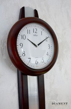 Zegar ścienny drewniany wenge Adler 20229W ✅ Zegar ścienny wykonany z drewna w ciemnej kolorystyce. ✅ Tarcza zegara w jasnym kolorze z czarnymi cyframi arabskimi ✅ (10).JPG
