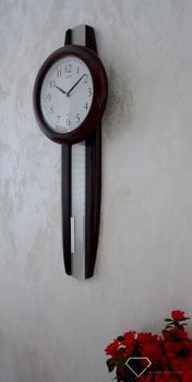 Zegar ścienny drewniany wenge Adler 20229W ✅ Zegar ścienny wykonany z drewna w ciemnej kolorystyce. ✅ Tarcza zegara w jasnym kolorze z czarnymi cyframi arabskimi ✅ (12).JPG