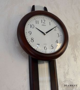 Zegar ścienny drewniany wenge Adler 20229W ✅ Zegar ścienny wykonany z drewna w ciemnej kolorystyce. ✅ Tarcza zegara w jasnym kolorze z czarnymi cyframi arabskimi ✅ (4).JPG