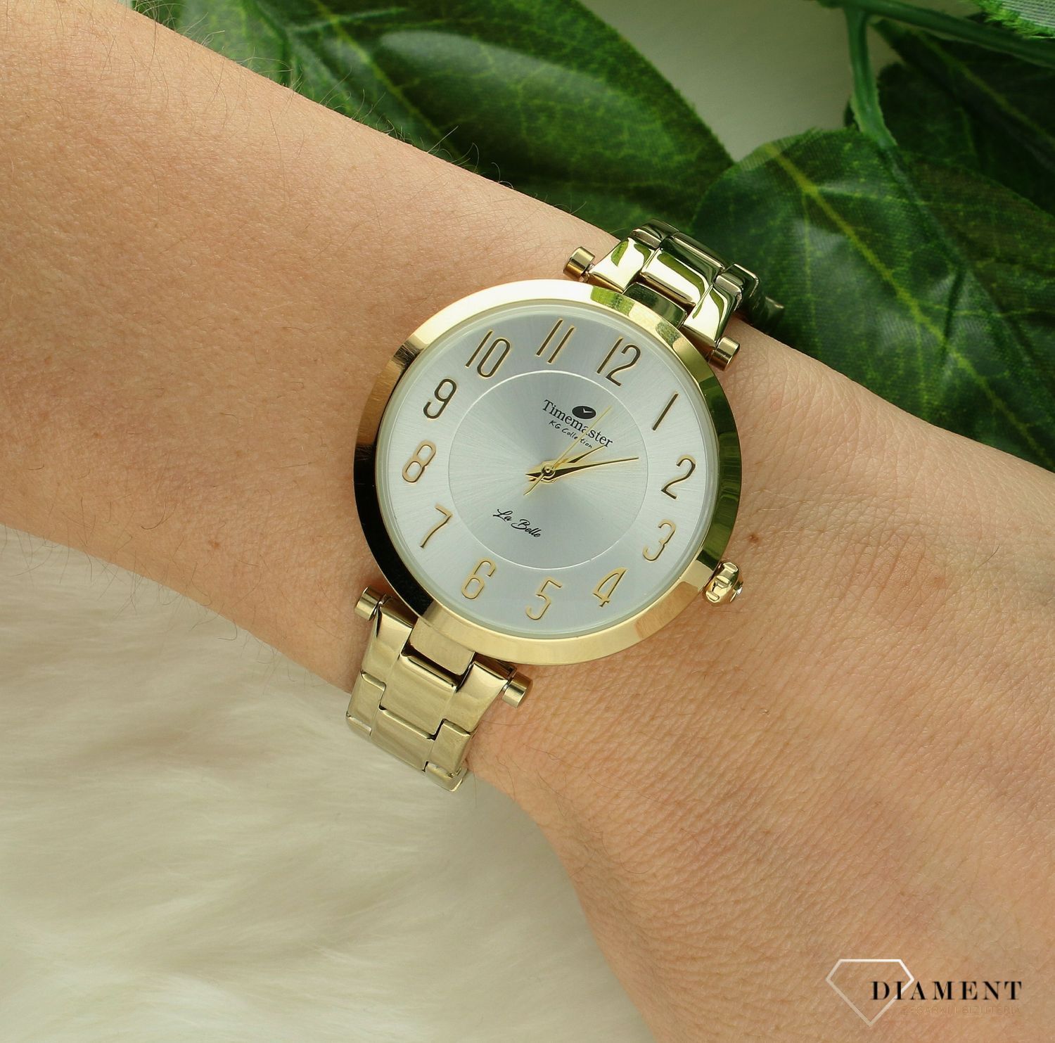 Zegarek damski na bransolecie Timemaster z cyframi 203-13A. Tani zegarek dla kobiety. Zegarek z cyferkami. Damski zegarek złoty.jpg