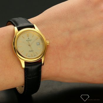 Zegarek damski złoty z czarnym paskiem z szafirowym szkłem ⌚ Atlantic Sealine 22341.45.31  (5).jpg