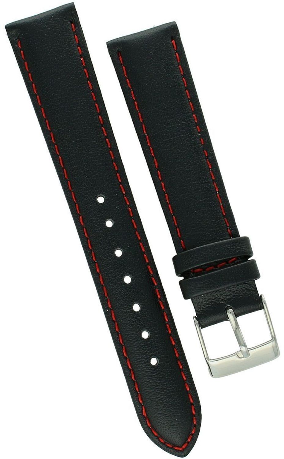 Czarny matowy pasek skórzany do zegarka Bisset BS-204. Szerokość 18 mm, miękka skóra, trwały i wygodny, idealny do codziennego i eleganckiego zegarka.1.jpg