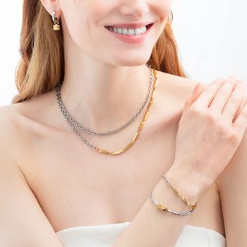 Bransoletka damska Coeur de Lion Cube Trio Facets 2040301716 – srebrno-złota z hematytem (2).jpg