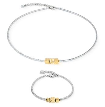 Bransoletka damska Coeur de Lion Cube Trio Facets 2040301716 – srebrno-złota z hematytem (3).jpg