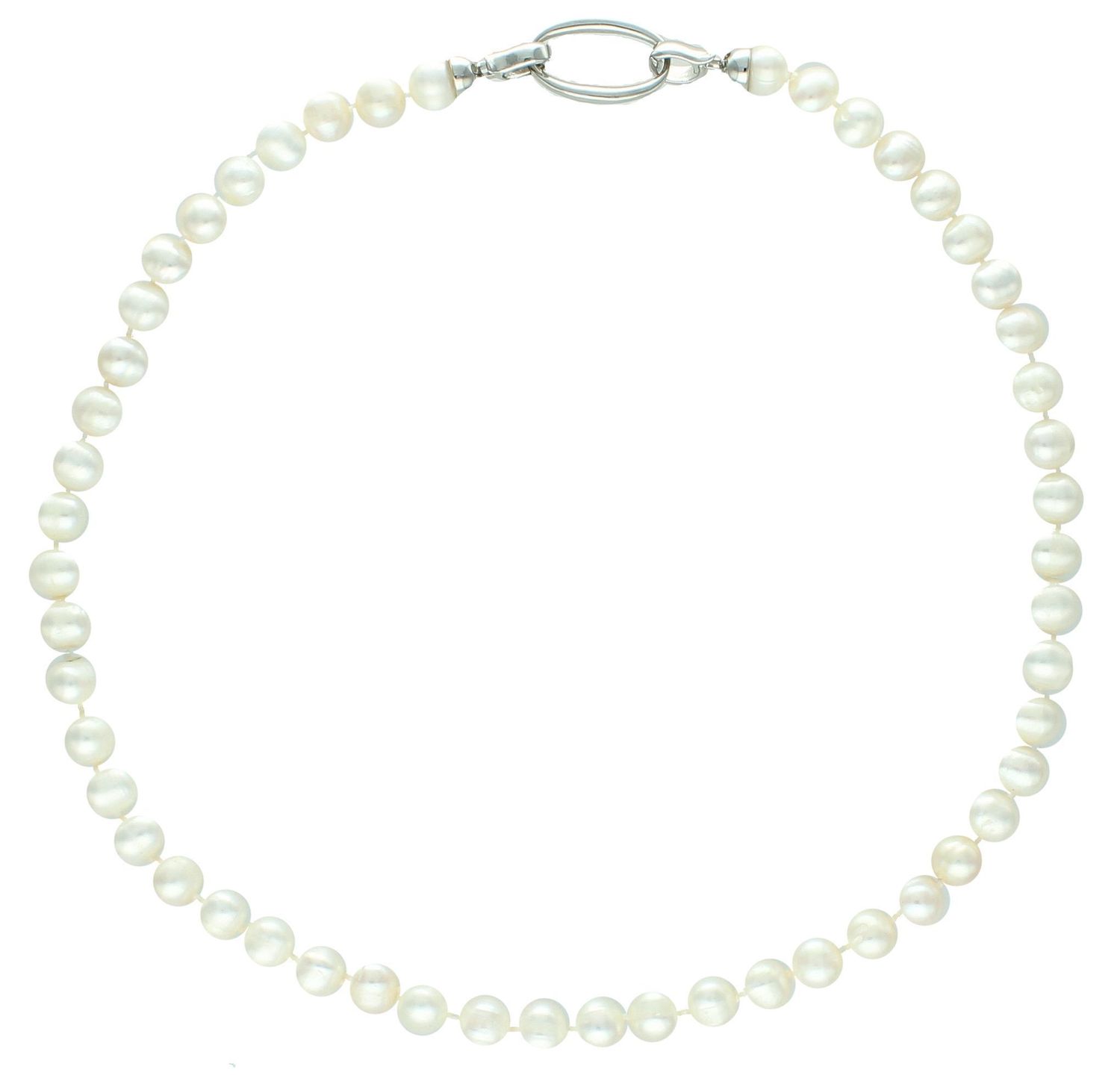 Naszyjnik perła hod. z ozdobnym elementem 2047160308 Niezwykle efektowny, gustowny naszyjnik wykonany z certyfikowanych hodowlanych pereł słodkowodnych Namido z wykonanym ze stali 1.jpg