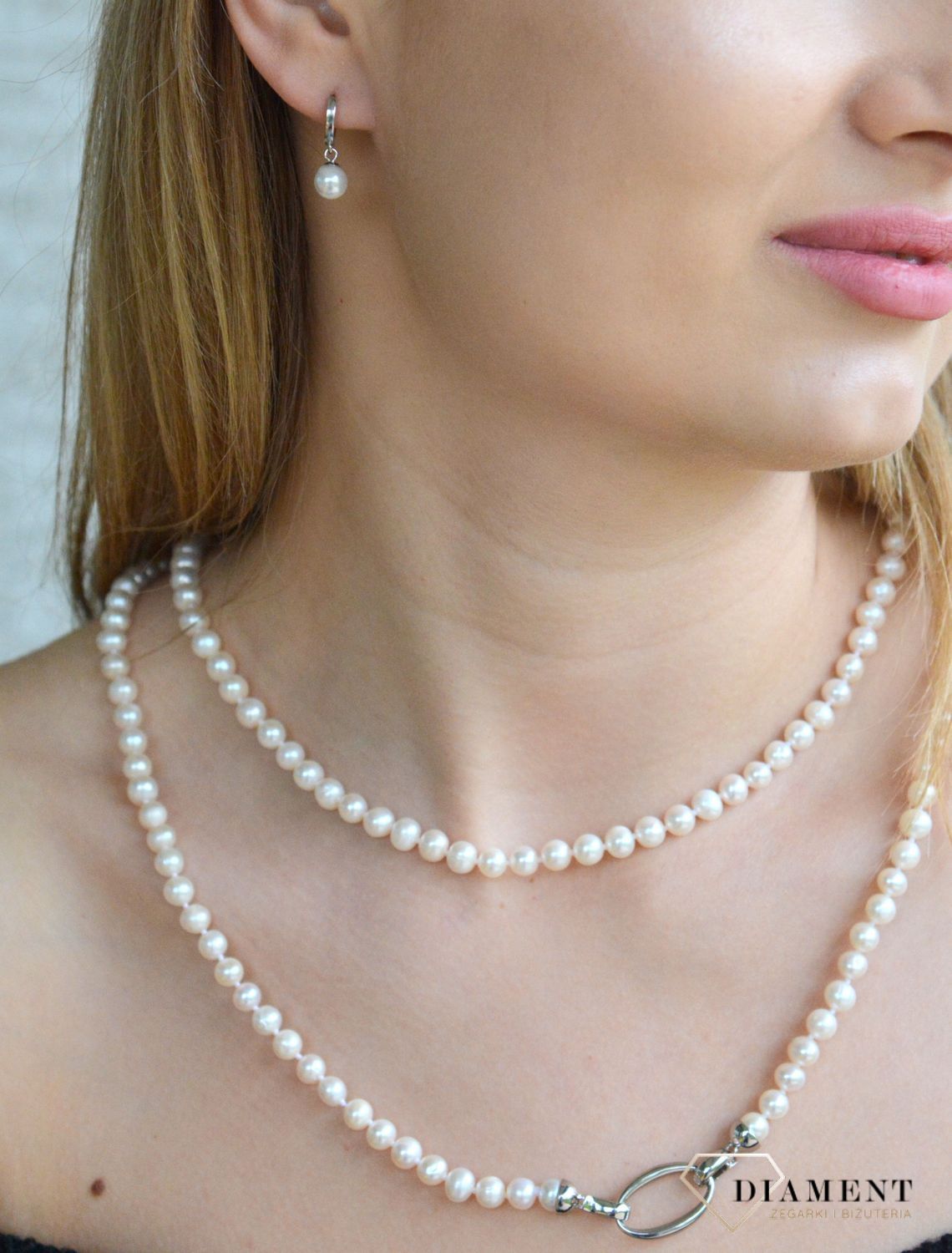 Naszyjnik damski ponadczasowy Perły naturalne z ozdobnym zapięciem 2047160708 (2).jpg