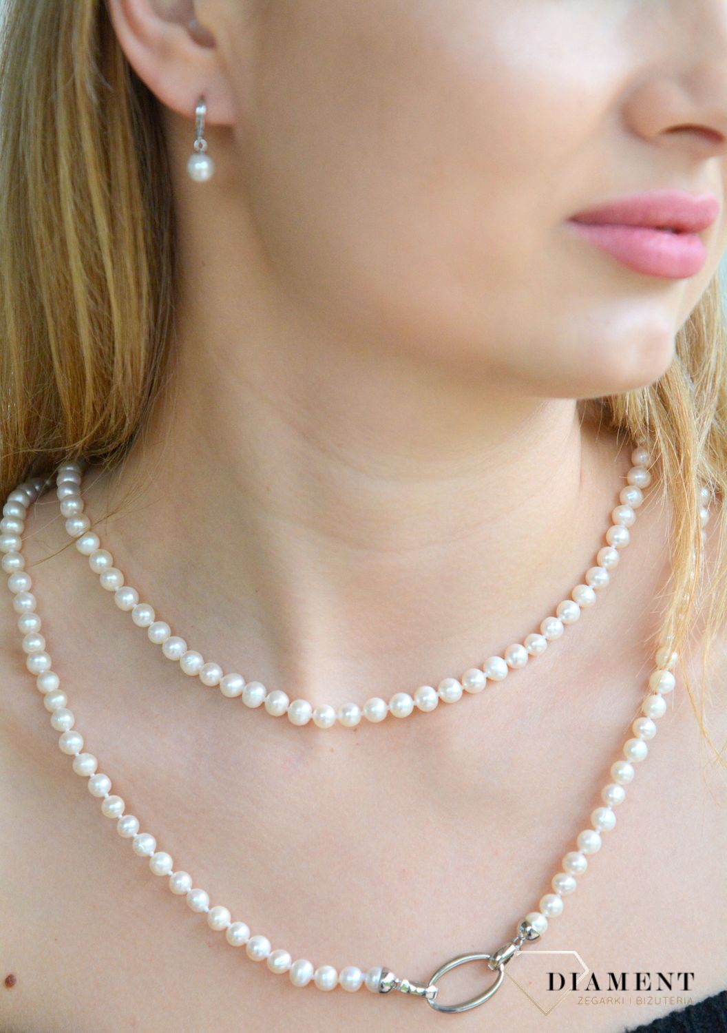 Naszyjnik damski ponadczasowy Perły naturalne z ozdobnym zapięciem 2047160708 (2).jpg
