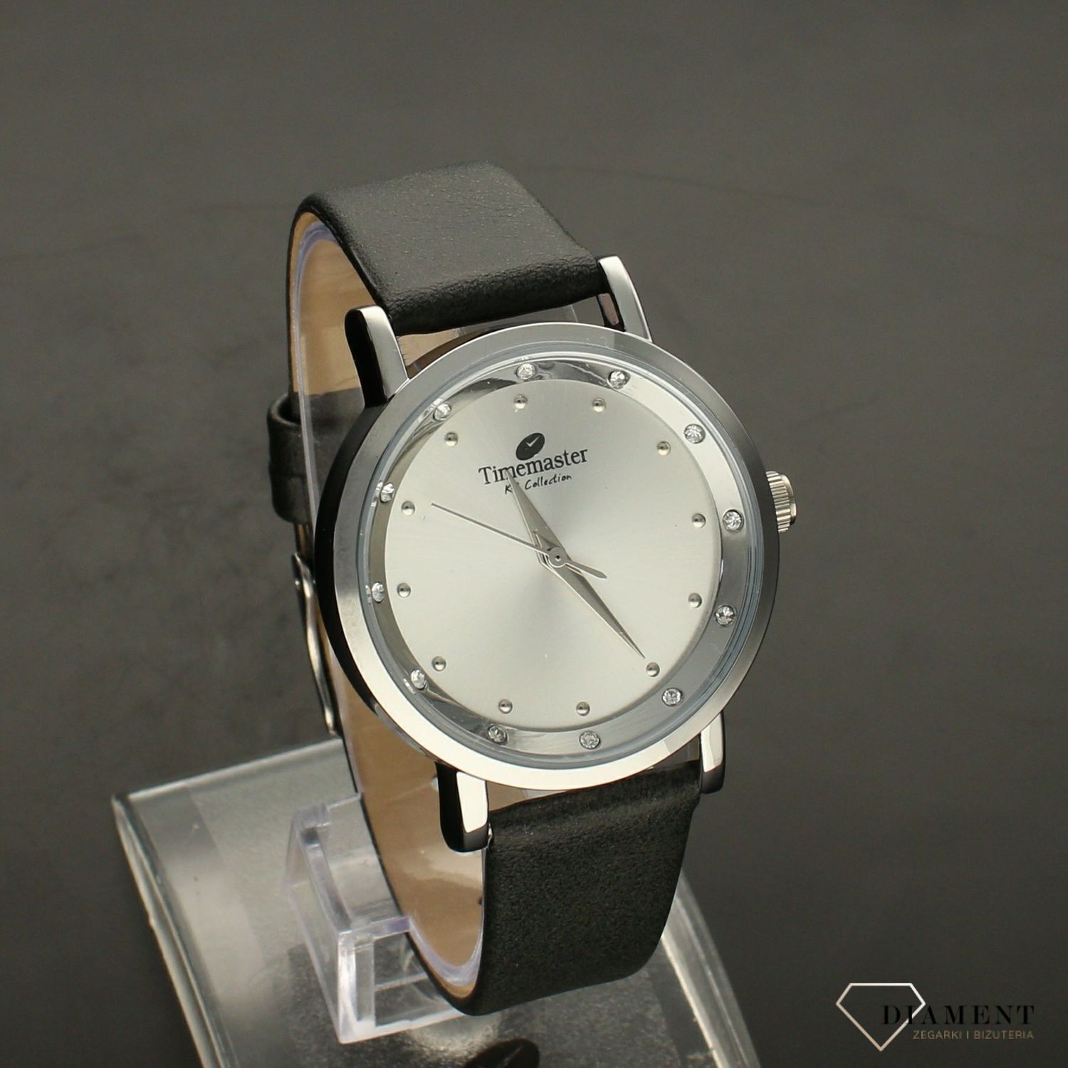 Zegarek damski na pasku z cyrkoniami TIMEMASTER 205-22. Zegarek damski na pasku. Zegarek damski klasyczny. Zegarek damski na skó (2).jpg