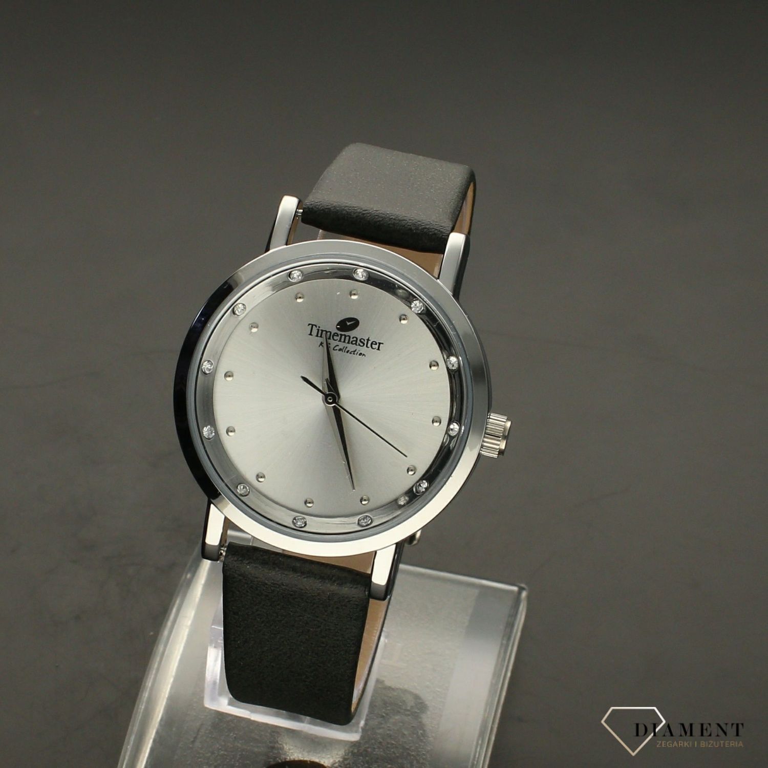 Zegarek damski na pasku z cyrkoniami TIMEMASTER 205-22. Zegarek damski na pasku. Zegarek damski klasyczny. Zegarek damski na skó (2).jpg