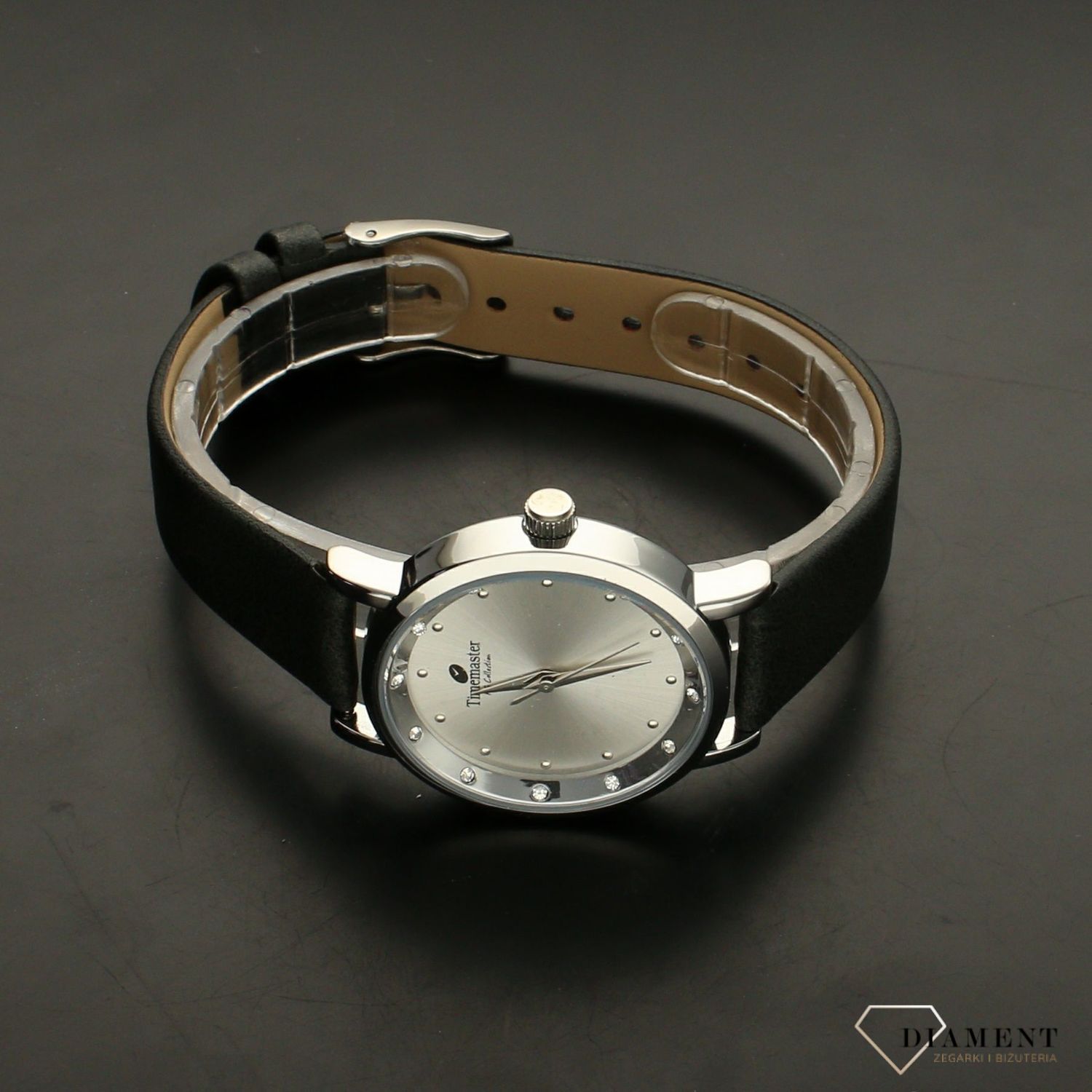 Zegarek damski na pasku z cyrkoniami TIMEMASTER 205-22. Zegarek damski na pasku. Zegarek damski klasyczny. Zegarek damski na skó (2).jpg