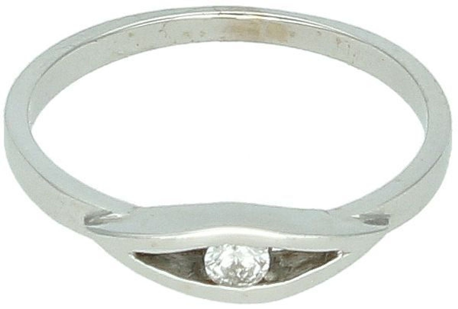 Złoty pierścionek z brylantem subtelny  Białe złoto 585  Rozmiar 13.jpg