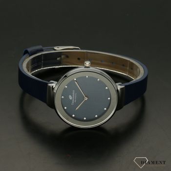 Zegarek damski Timemaster 206-7 niebieski pasek niebieska tarcz. Zegarek damski z niebieską tarczą ozdobiony indeksami w formie błyszczących cyrkonii. Zegarek damski na skórzanym, niebieskim pasku. Elegancki zegarek damski. Św (4).jpg