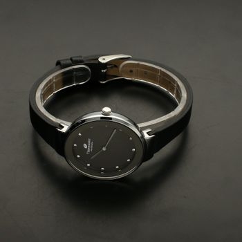 Zegarek damski na pasku TIMEMASTER 206-9. Zegarek damski na czarnym pasku. Zegarek z czarna tarczą. Zegarek damski na każdą okaz (4).jpg