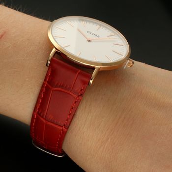 Skórzane paski do zegarków Imola FLUCO Wytrzymały i solidny pasek do zegarka, niemieckiej marki FLUCO w kolorze czerwonym  został wykonany z bardzo wytrzymałej i wygodnej w użytkowaniu skóry  bydlęcej ⌚Paski na każdą ok (1).jpg