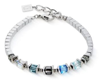 Bransoletka damska Coeur De Lion Sparkling Cubes Fusion Chain 210030-0717 srebrno-niebieska.jpg