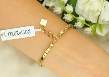 Bransoletka damska Coeur De Lion Sparkling Cubes Fusion Chain 210030-1516 złoto-wielokolorowa z kryształami Swarovski® i hematytem. Designerska i efektowna (1).jpg