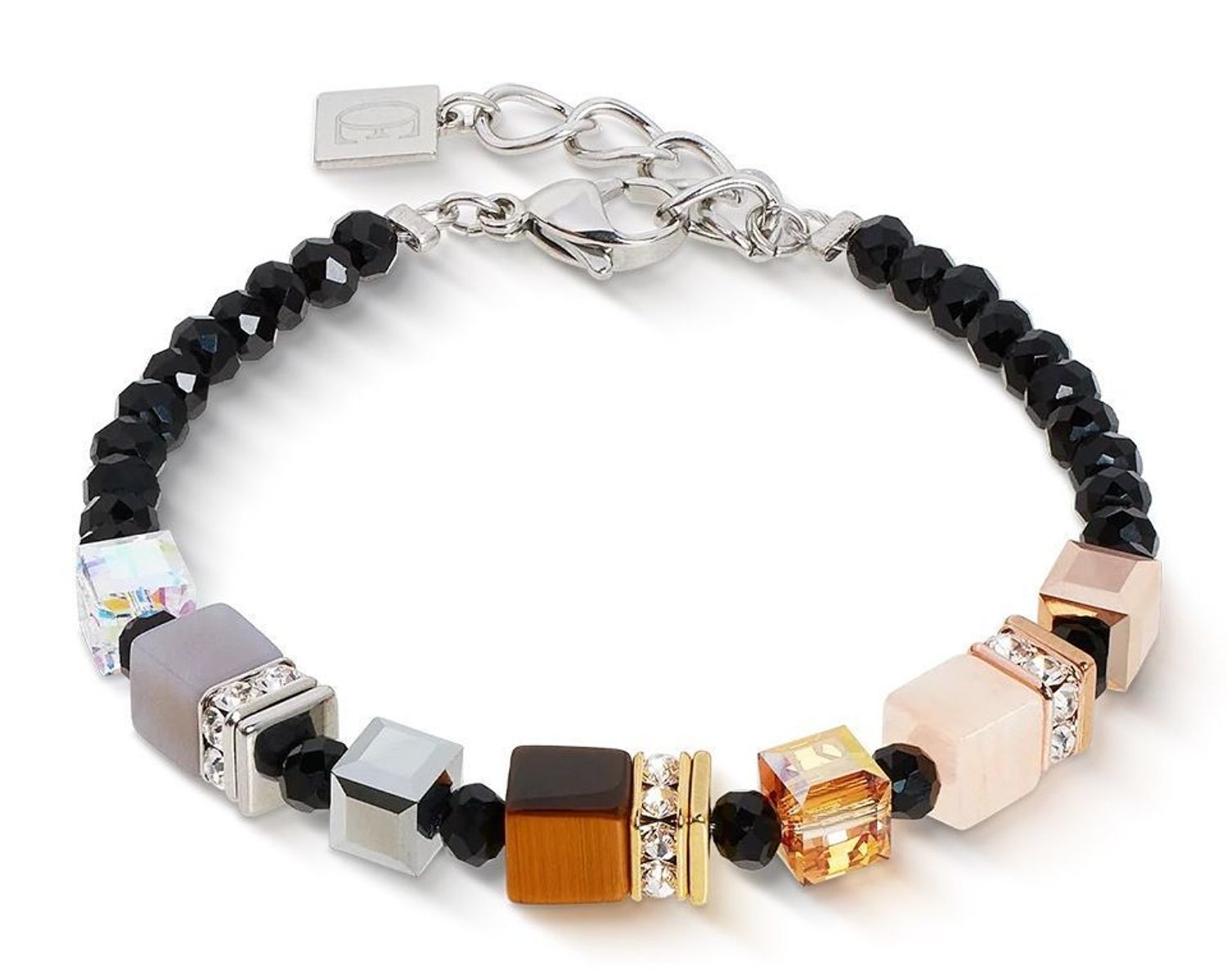 Bransoletka damska Coeur De Lion GeoCUBE® 2101301633 Precious Nature trójkolorowa – awenturyn, agat, tygrysie oko.jpg