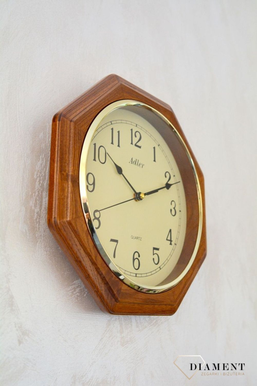 Zegar ścienny drewniany, dębowy Adler 21023D (4).JPG
