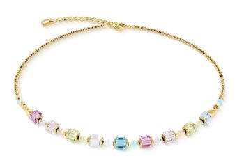 Naszyjnik damski Coeur de Lion Cube Aura 2104101576 – złoty, multikolor z hematytem.jpg