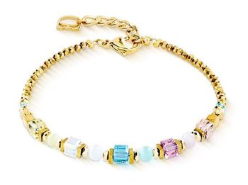 Bransoletka damska Coeur de Lion Cube Aura 2104301576 – złota, multikolor z hematytem (2).jpg