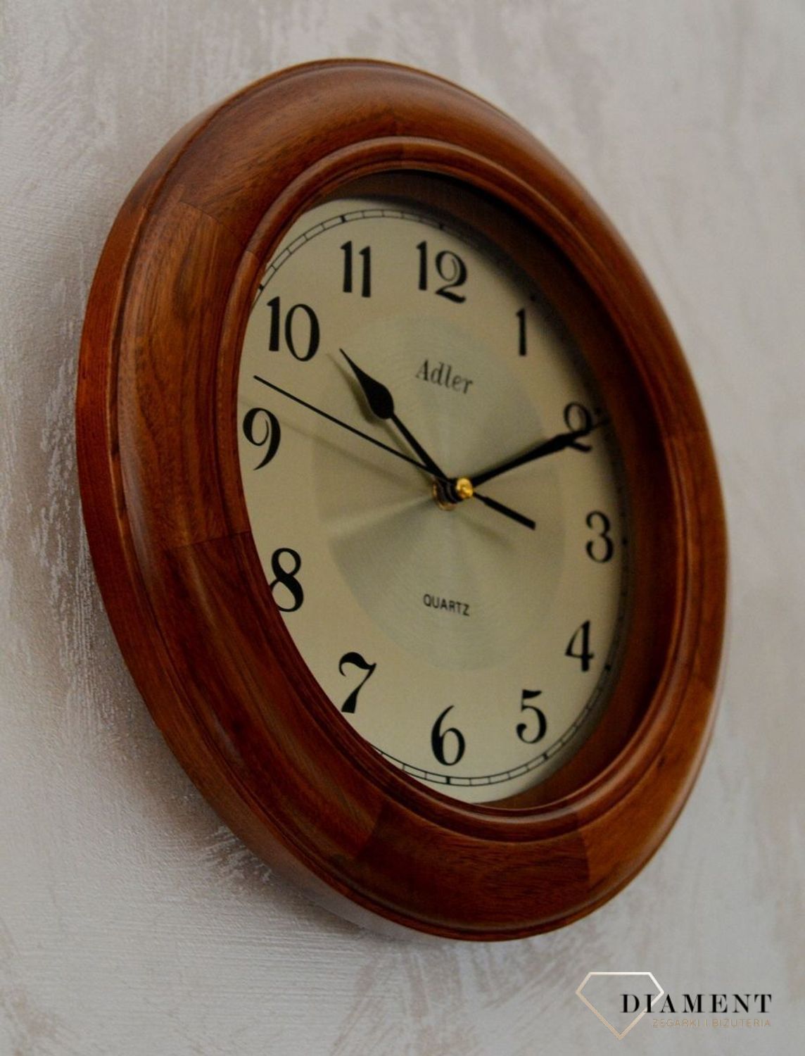 Zegar na ścianę drewniany Adler dąb 21147D ✓Zegary ścienne dębowe ✓ Drewniany zegar (5).JPG