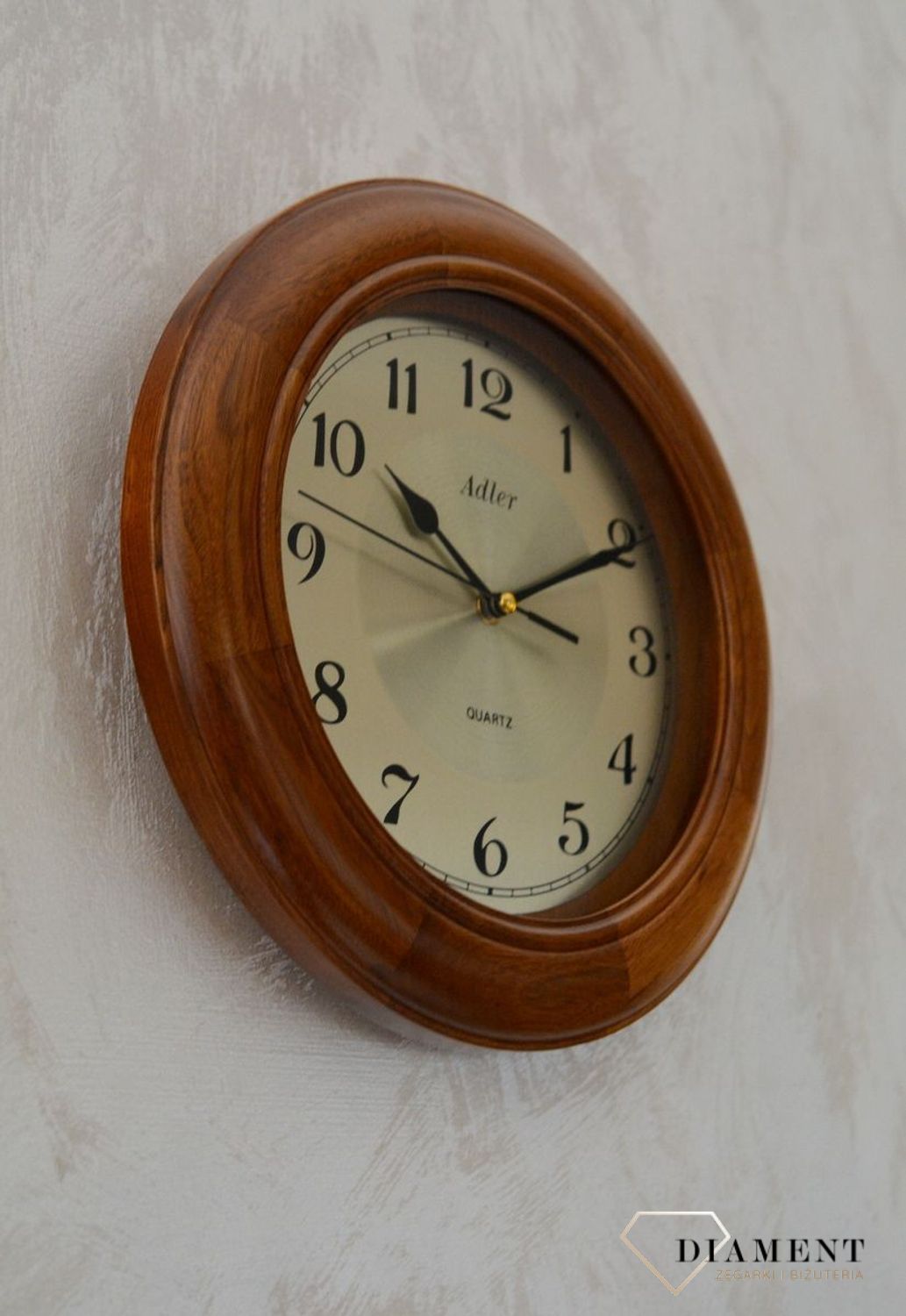 Zegar na ścianę drewniany Adler dąb 21147D ✓Zegary ścienne dębowe ✓ Drewniany zegar (5).JPG