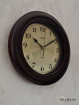 Adler 21147-W2 zegar ścienny drewniany ze złotą tarczą i cyframi arabskimi ✓Zegary ścienne ✓ Drewniany zegar (5).JPG