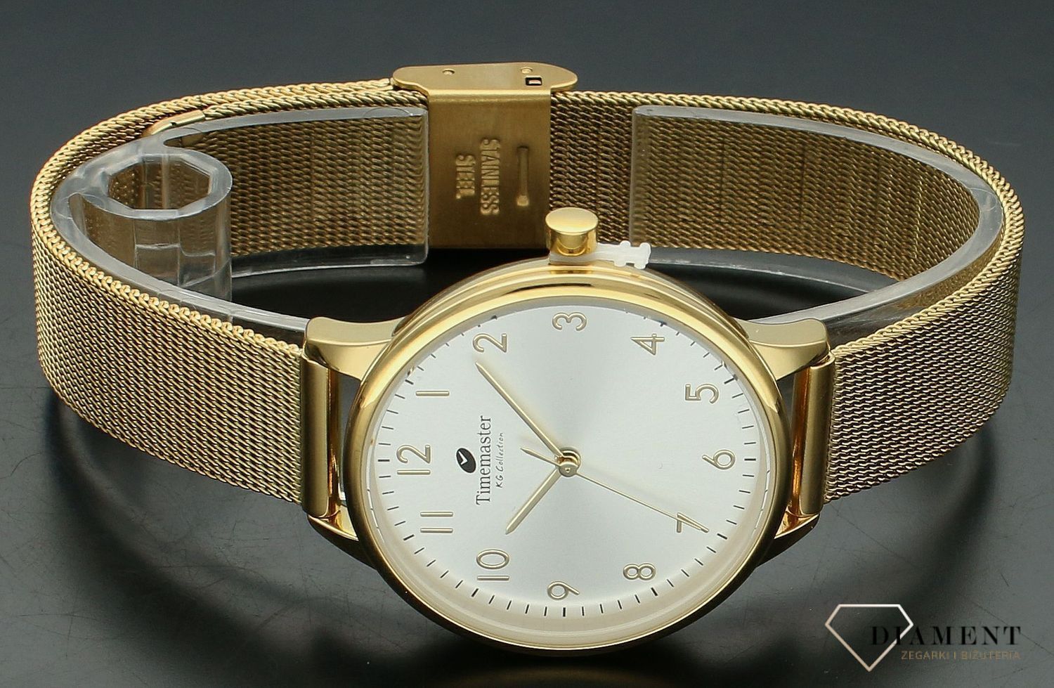 Zegarek damski na bransolecie Timemaster z cyframi 212-20. Tani zegarek dla kobiety. Zegarek z cyferkami. Damski zegarek złoty na bransolecie. Pomysł na prezent dla kobiety. Czytelny zegarek, tani..jpg