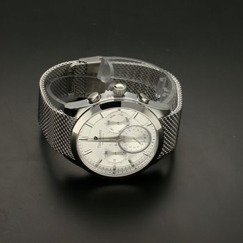 Zegarek męski na srebrnej bransolecie TIMEMASTER 213-10.Masywny męski zegarek z multidatą na srebrnej tarczy, na tarczy są srebr (2).jpg