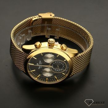Zegarek na bransolecie Timemaster 213-8. Zegarek złoty. Złoty zegarek męski. Zegarek na złotej bransolecie. Zegarek z multidata (4).jpg