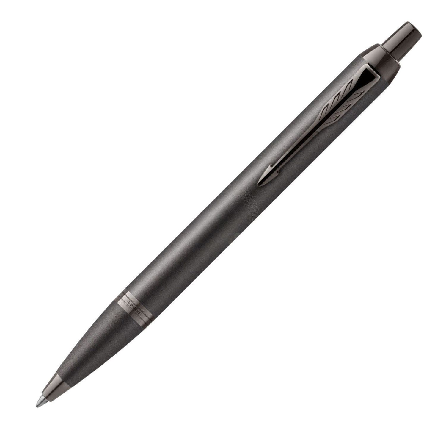 Parker IM Monochrome Titanium – elegancki długopis z metalowym korpusem i powłoką PVD. Komfortowy mechanizm przyciskowy i wkład QuinkFlow. Idealny do biura i na prezent.1.jpg