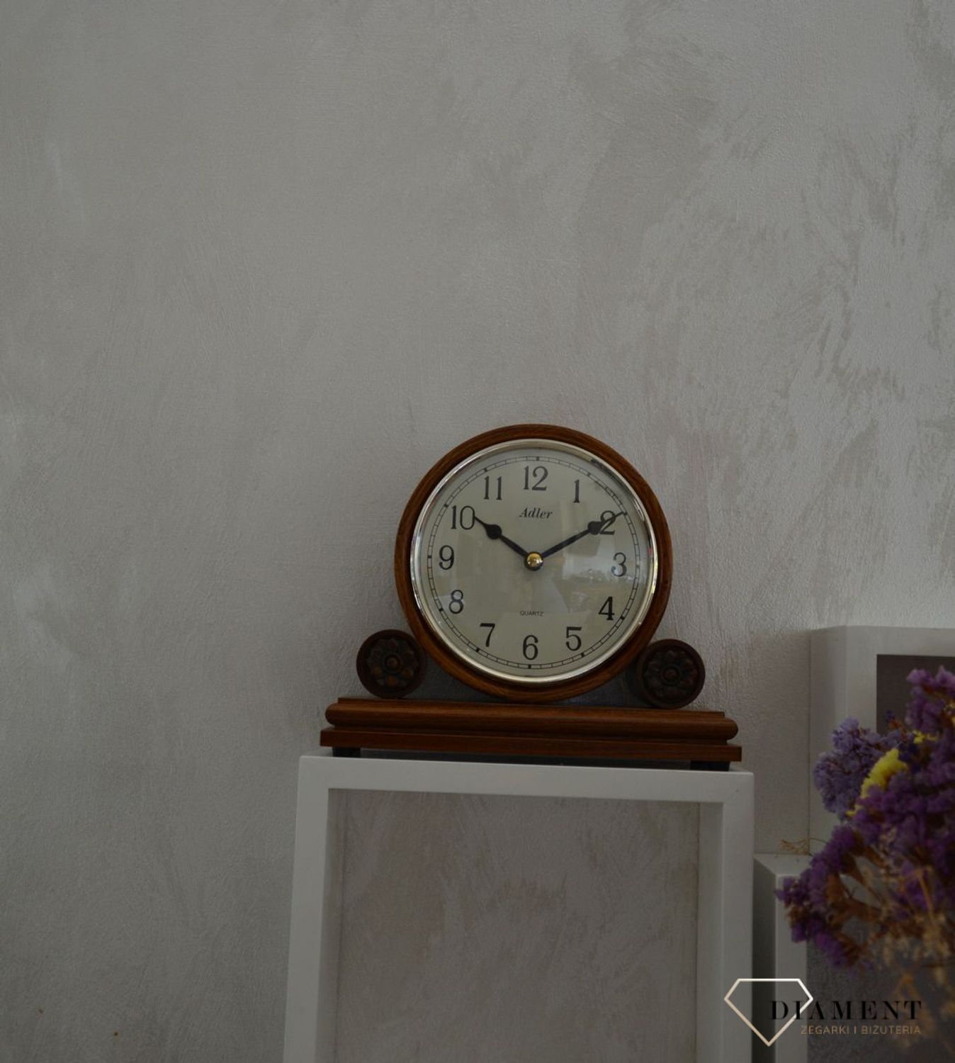 Zegar kominkowy drewniany Adler w kolorze dębu 22005D ⏰ Zegar kominkowy marki Adler w kolorze jasnego dębu z wyraźną tarcza z cyframi arabskimi w kolorze czarnym ⏰ (10).JPG