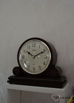 Zegar kominkowy drewniany Adler 22005W ⏰ Zegar kominkowy w drewnianej obudowie w kolorze mahonia, ciemnego brązu z wyraźną tarczą w kolorze beżowym z czarnymi cyframi arabski (3).JPG