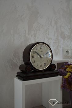 Zegar kominkowy drewniany Adler 22005W ⏰ Zegar kominkowy w drewnianej obudowie w kolorze mahonia, ciemnego brązu z wyraźną tarczą w kolorze beżowym z czarnymi cyframi arabski (6).JPG