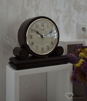 Zegar kominkowy drewniany Adler 22005W ⏰ Zegar kominkowy w drewnianej obudowie w kolorze mahonia, ciemnego brązu z wyraźną tarczą w kolorze beżowym z czarnymi cyframi arabski (7).JPG