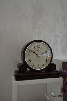 Zegar kominkowy drewniany Adler 22005W ⏰ Zegar kominkowy w drewnianej obudowie w kolorze mahonia, ciemnego brązu z wyraźną tarczą w kolorze beżowym z czarnymi cyframi arabski (8).JPG