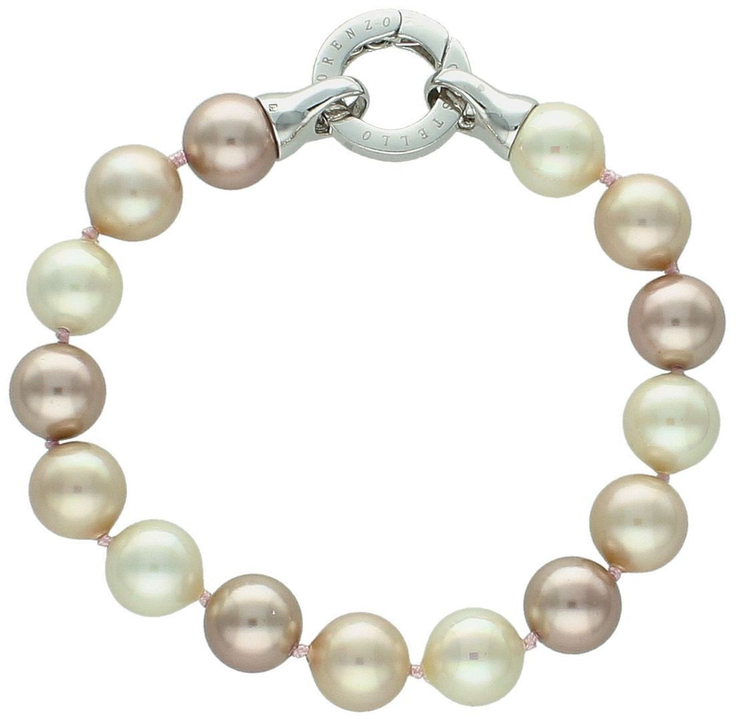 Bransoletka Florenzo Castello z perłopławów 12 mm – beżowe perły, srebro 925 (2).jpg