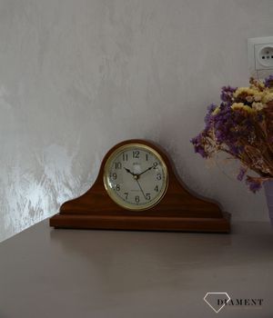 Zegar kominkowy drewniany Adler dąb 22012D ⏰ Zegar kominkowy wykonany z drewna w kolorze dębu ⏰ Tarcza zegara w kolorze jasnym z ciemnymi, czarnymi cyframi arabskimi ⏰ (10).JPG