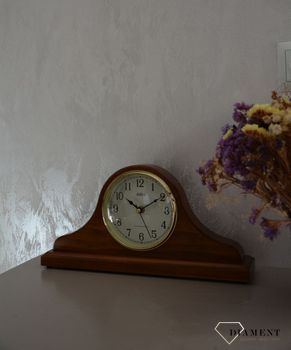 Zegar kominkowy drewniany Adler dąb 22012D ⏰ Zegar kominkowy wykonany z drewna w kolorze dębu ⏰ Tarcza zegara w kolorze jasnym z ciemnymi, czarnymi cyframi arabskimi ⏰ (3).JPG
