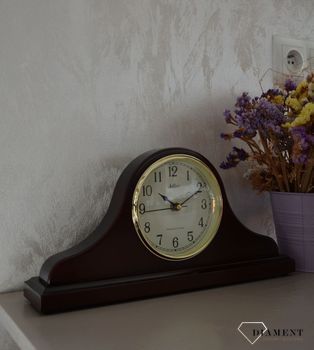 Zegar kominkowy Adler ciemny brąz 22012W ⏰ Zegar kominkowy w kolorze mahoniu z wyraźną tarczą w kolorze beżowym z cyframi arabskimi w kolorze czarnym ⏰ (17).JPG