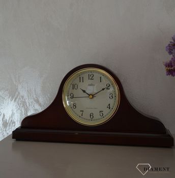 Zegar kominkowy Adler ciemny brąz 22012W ⏰ Zegar kominkowy w kolorze mahoniu z wyraźną tarczą w kolorze beżowym z cyframi arabskimi w kolorze czarnym ⏰ (19).JPG