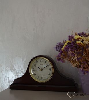 Zegar kominkowy Adler ciemny brąz 22012W ⏰ Zegar kominkowy w kolorze mahoniu z wyraźną tarczą w kolorze beżowym z cyframi arabskimi w kolorze czarnym ⏰ (25).JPG