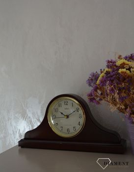 Zegar kominkowy Adler ciemny brąz 22012W ⏰ Zegar kominkowy w kolorze mahoniu z wyraźną tarczą w kolorze beżowym z cyframi arabskimi w kolorze czarnym ⏰ (26).JPG
