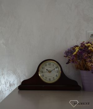 Zegar kominkowy Adler ciemny brąz 22012W ⏰ Zegar kominkowy w kolorze mahoniu z wyraźną tarczą w kolorze beżowym z cyframi arabskimi w kolorze czarnym ⏰ (27).JPG