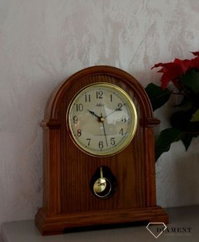 Zegar kominkowy drewniany Adler 22019D. Zegar kominkowy drewniany wykonany z wytrzymałego materiału w kolorze dębu, jasny brąz. zegar na kominek dębowy (2).JPG