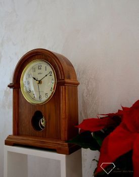 Zegar kominkowy drewniany Adler 22019D. Zegar kominkowy drewniany wykonany z wytrzymałego materiału w kolorze dębu, jasny brąz. zegar na kominek dębowy (4).JPG