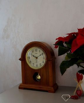 Zegar kominkowy drewniany Adler 22019D. Zegar kominkowy drewniany wykonany z wytrzymałego materiału w kolorze dębu, jasny brąz. zegar na kominek dębowy (7).JPG
