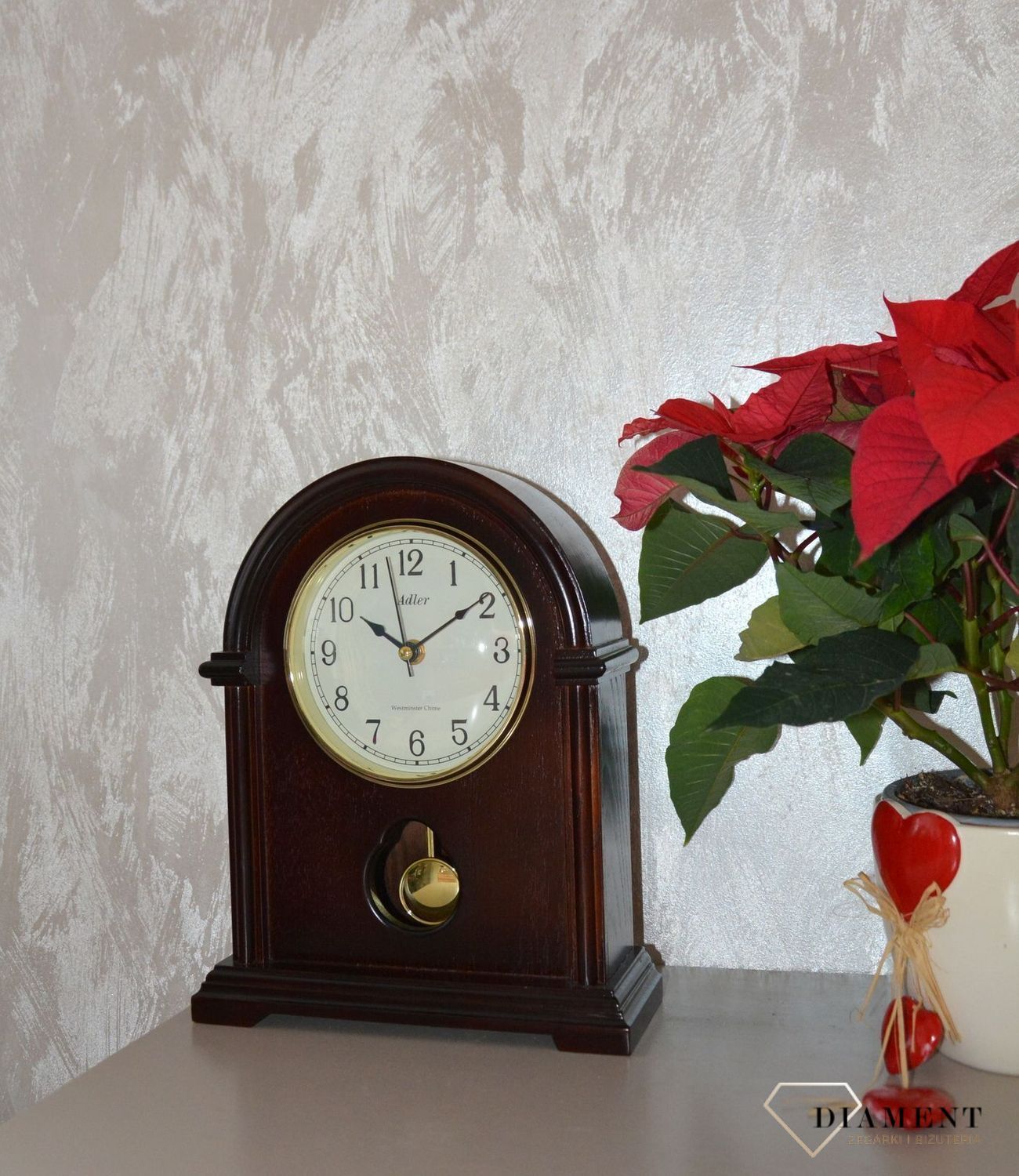 Zegar kominkowy drewniany Adler wenge 22019W Zegar kominkowy drewniany wykonany z wytrzymałego materiału w kolorze wenge,  (4).JPG