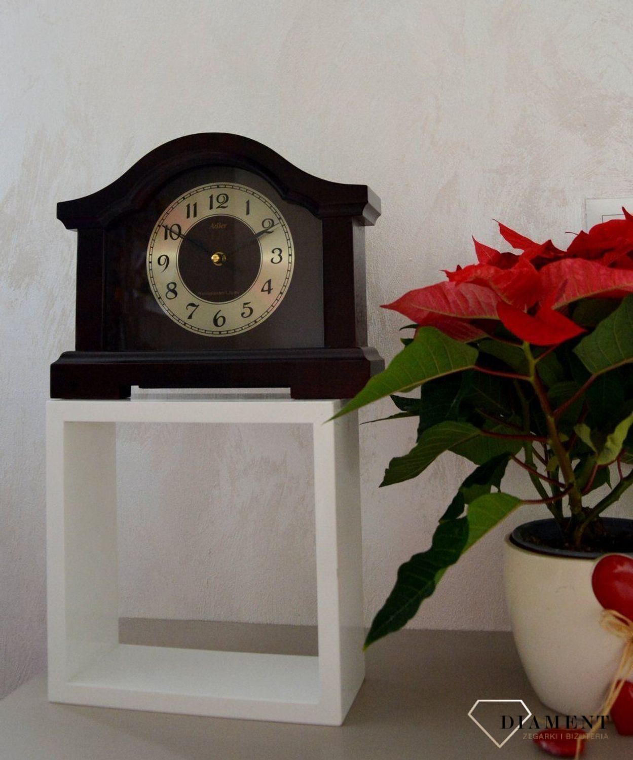 Zegar kominkowy w kolorze ciemnego orzecha 22093W ✓ Zegar kominkowy drewniany ✓ Zegar na kominek✓  Zegary kominkowe (3).JPG